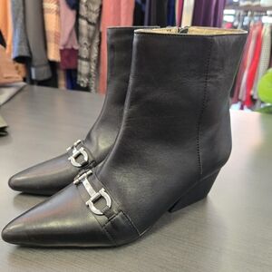 Elegant Black Ankle Boots with Silver Accents